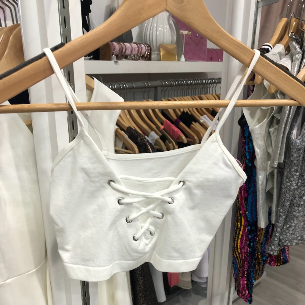white crop top
